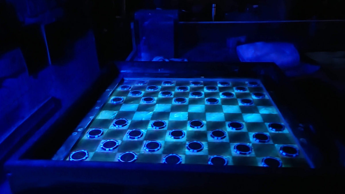 Electric Nights – Illuminated Checkers Art Table